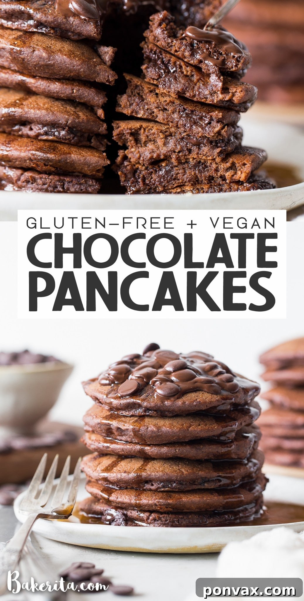 Decadent Plant-Based Gluten-Free Double Chocolate Pancakes 8 These Gluten-Free Vegan Double Chocolate Pancakes are a deliciously fluffy and decadent breakfast! Made with rolled oats and loaded with chocolate chips.