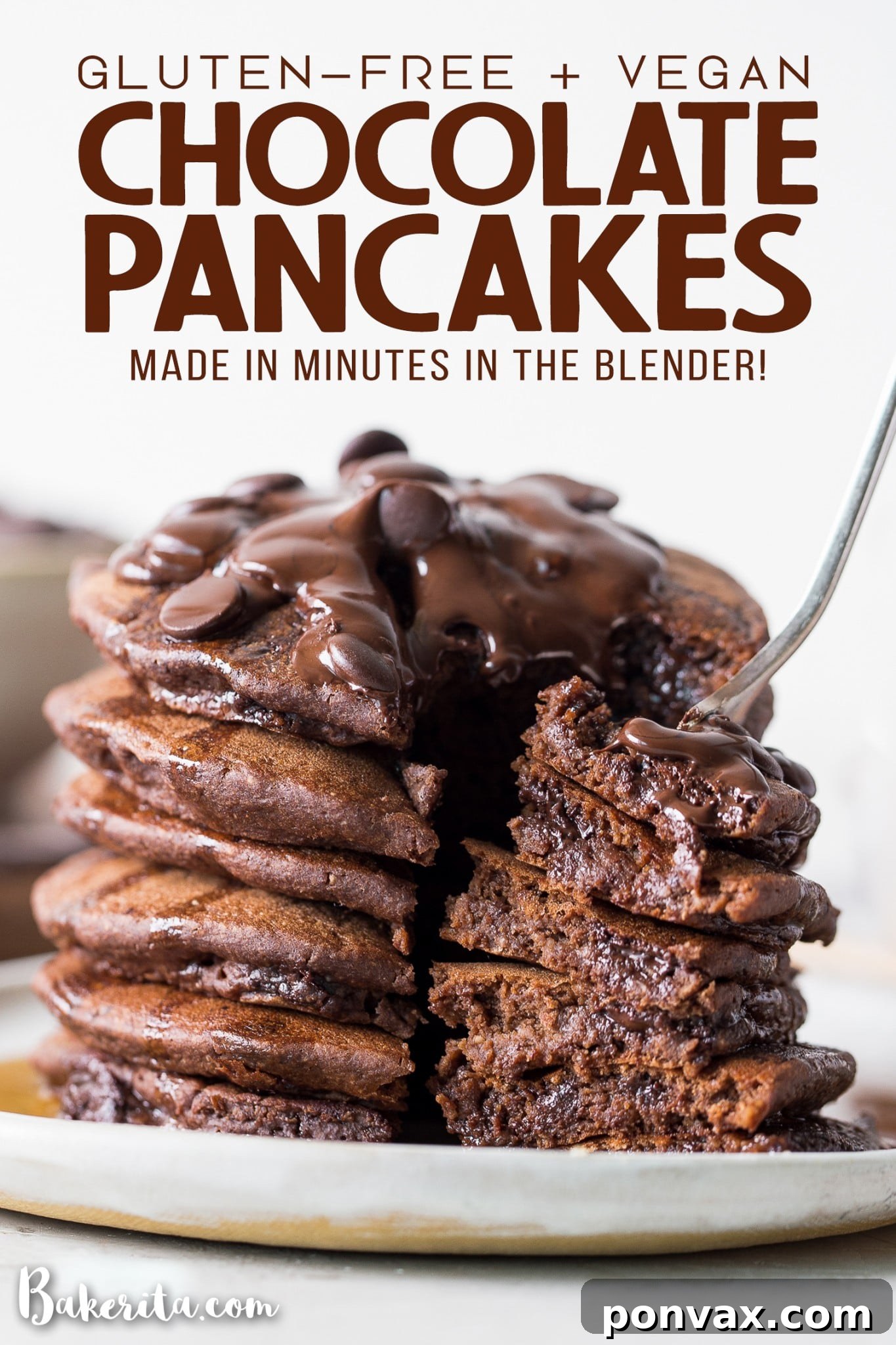 Decadent Plant-Based Gluten-Free Double Chocolate Pancakes 9 These Gluten-Free Vegan Double Chocolate Pancakes are a deliciously fluffy and decadent breakfast! Made with rolled oats and loaded with chocolate chips.