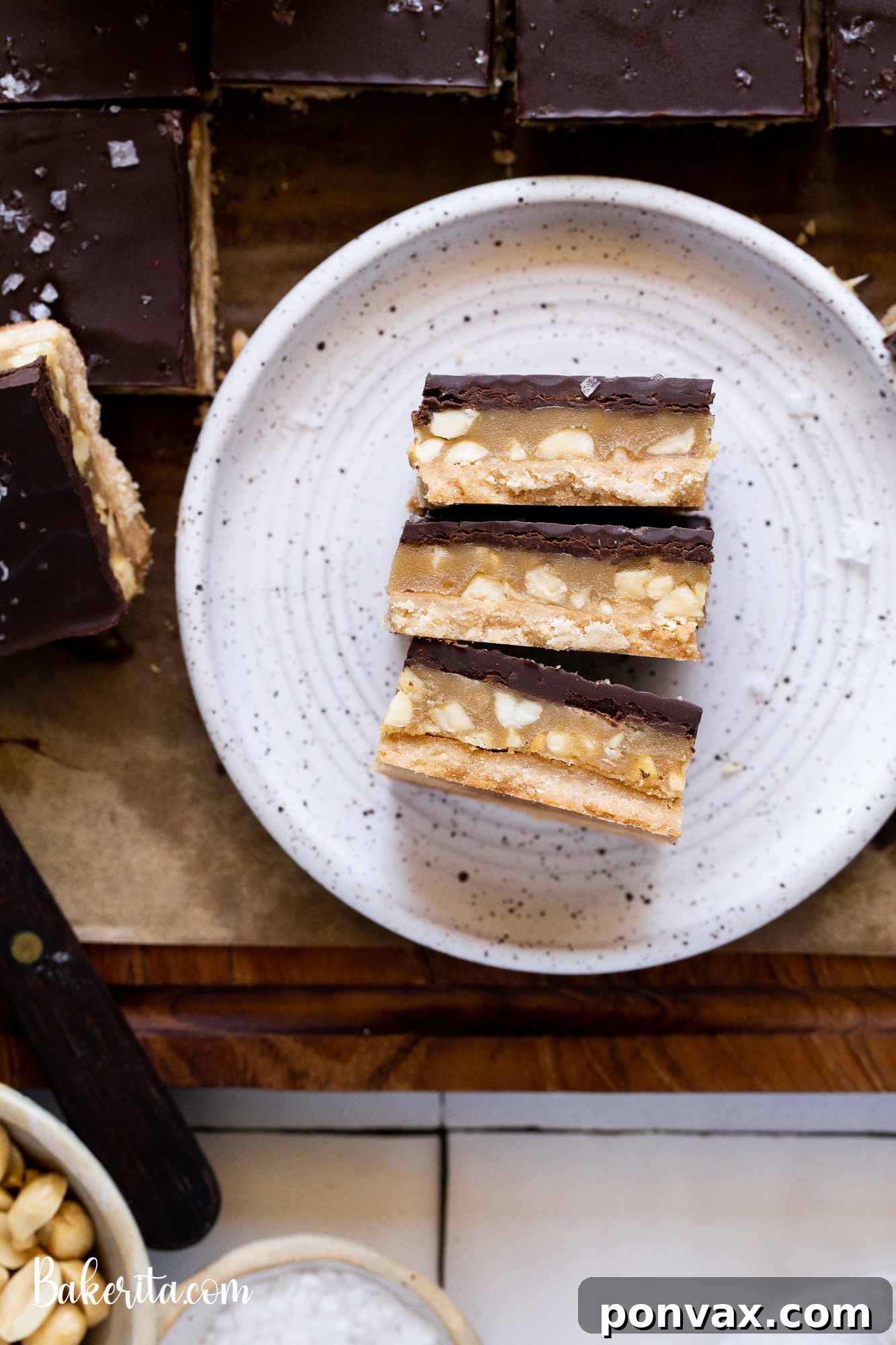 Decadent Vegan Peanut Butter Millionaire's Shortbread 4 Selection of ingredients for making Gluten-Free Vegan Peanut Butter Millionaire's Shortbread, including coconut flour and peanut butter.