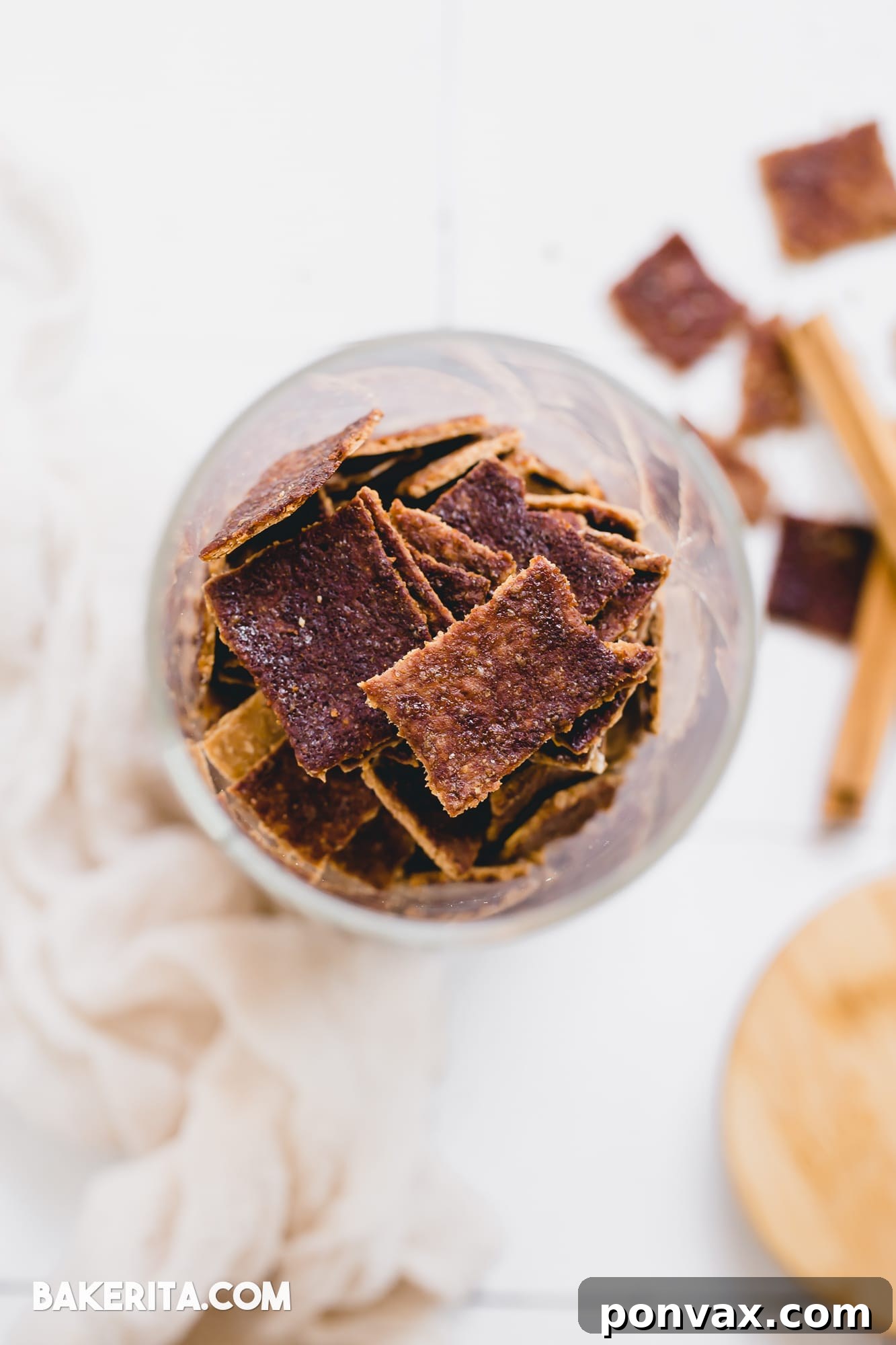 Spiced Gluten-Free Sourdough Discard Crisps 3 Close-up of golden brown Gluten-Free Cinnamon Sugar Sourdough Discard Crackers