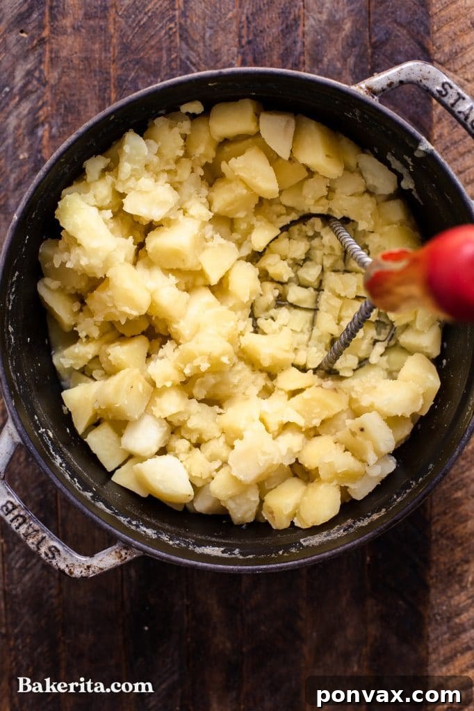 A single portion of vegan mashed potatoes with gravy.