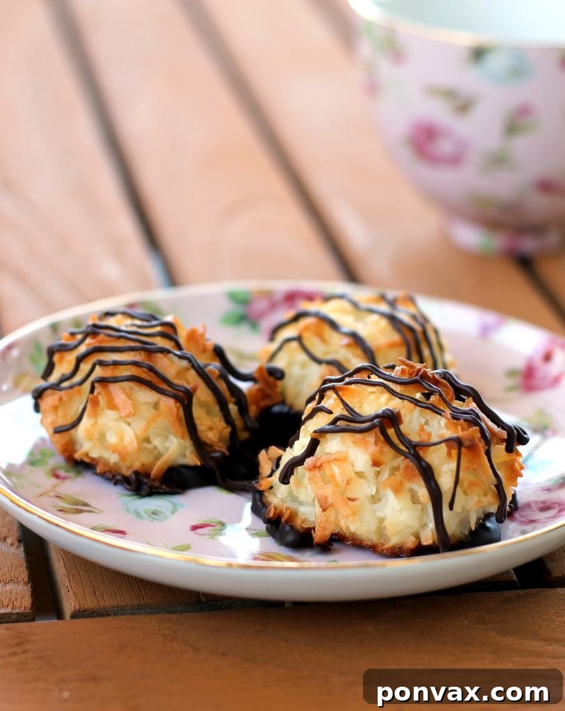 These Black-Bottomed Coconut Macaroons are the perfect balance of chewy and crunchy. They're naturally gluten-free, and dipped and drizzled with chocolate!