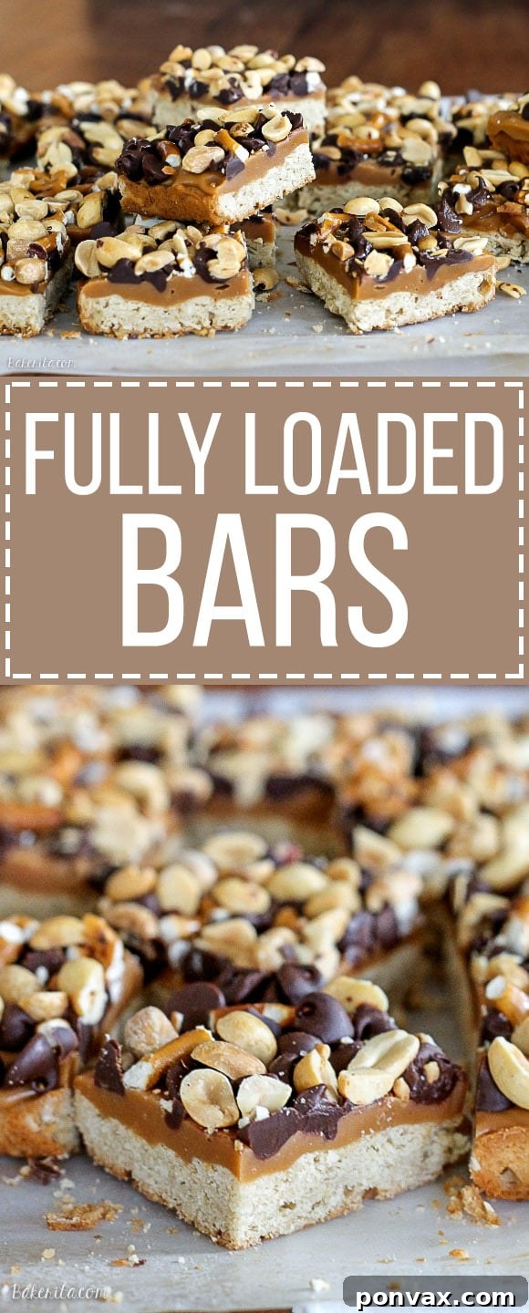 Stacked Flavor Bars 8 An overhead shot of a batch of Fully Loaded Bars in a baking pan before being cut, displaying all the delicious toppings.