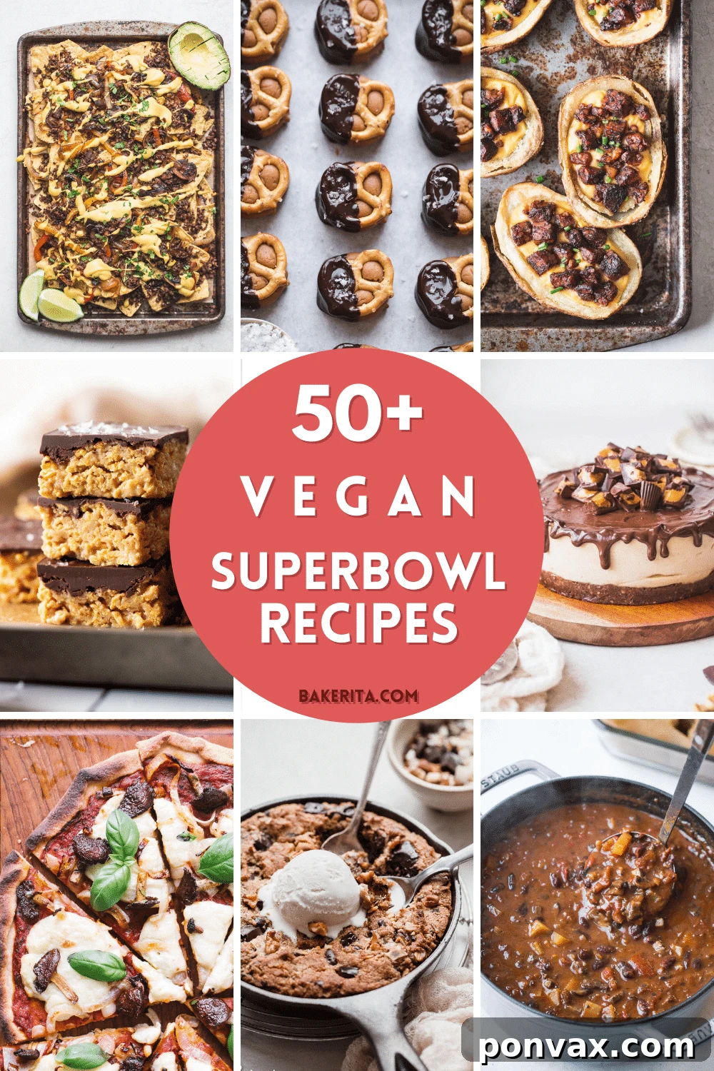 Vegan Super Bowl Feast: Over 50 Game Day Recipes 2 A vibrant selection of vegan Super Bowl dishes, showcasing nachos, dips, and desserts, all gluten-free and paleo-friendly.