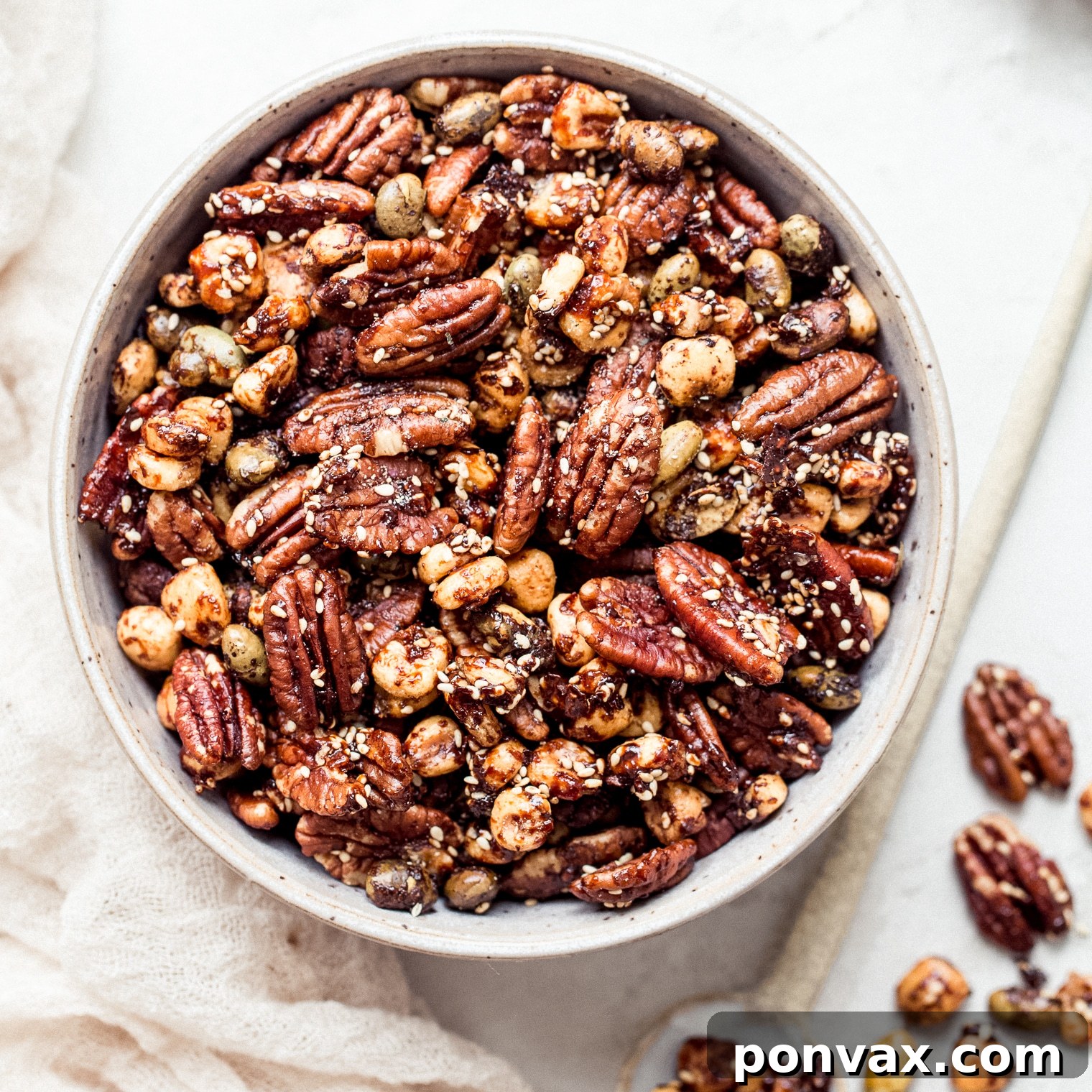 Vegan Super Bowl Feast: Over 50 Game Day Recipes 12 This Sesame Tamari Pecan Snack Mix is a deliciously crunchy snack that's bursting with sweet, savory, and umami flavors. It's gluten-free and vegan!