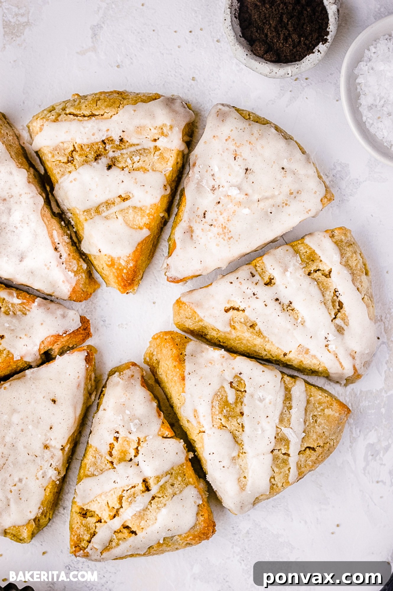 A close-up view of the raw scone dough, showing the texture and uniformity before chilling, emphasizing its readiness for baking.