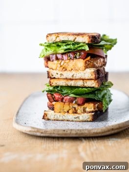 Final Vegan Tempeh BLT sandwich, perfect for serving.