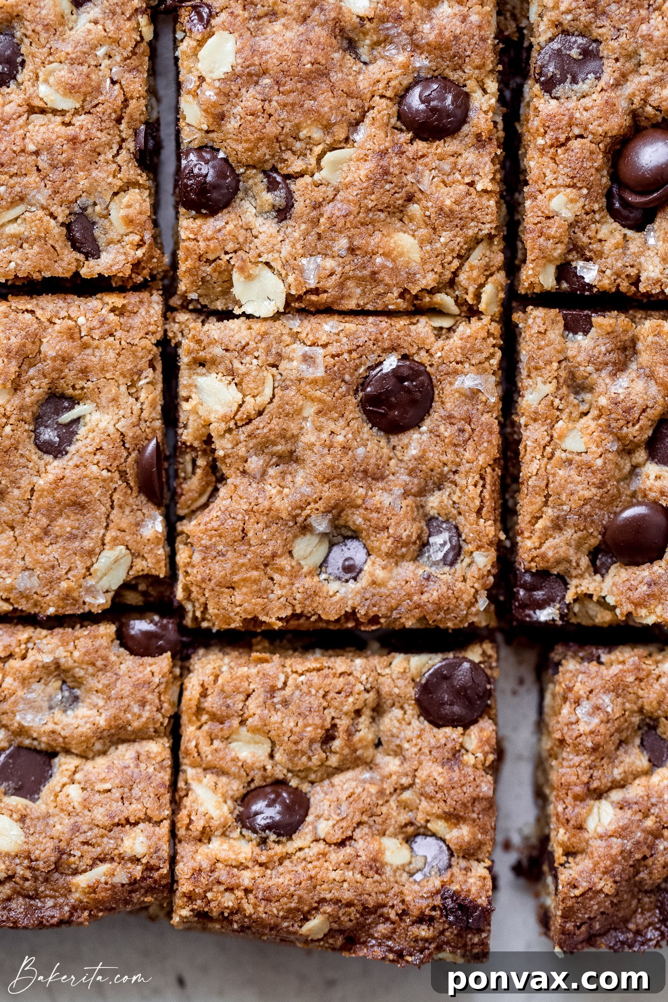 Decadent Plant-Based Oat Chocolate Squares 3 Another enticing view of Vegan Gluten-Free Oatmeal Chocolate Chip Bars, highlighting their golden-brown edges.