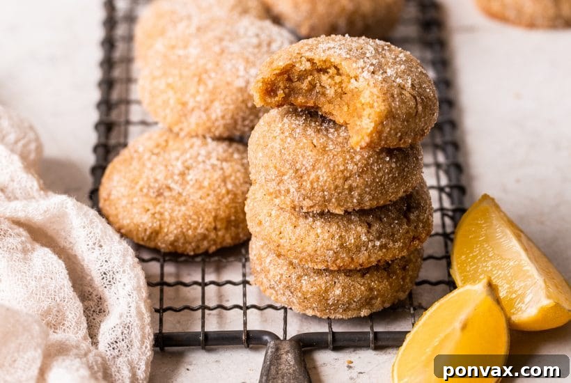 25+ Delicious Vegan Cookie Recipes 9 Soft, round lemon cookies with a light glaze and fresh lemon zest sprinkled on top, arranged on a white serving plate, evoking a fresh and citrusy treat.