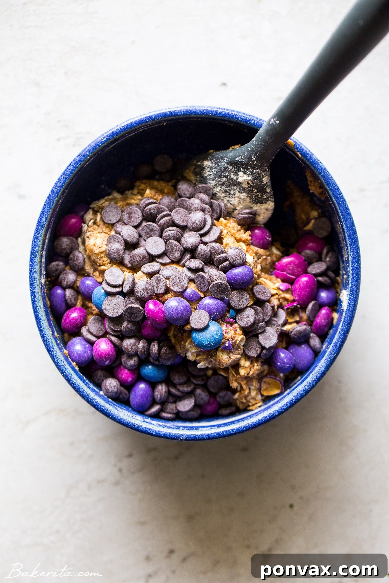 Fully Loaded Vegan Cookie Bars 3 Close-up of freshly baked Gluten-Free Monster Cookie Bars showing the texture and candies