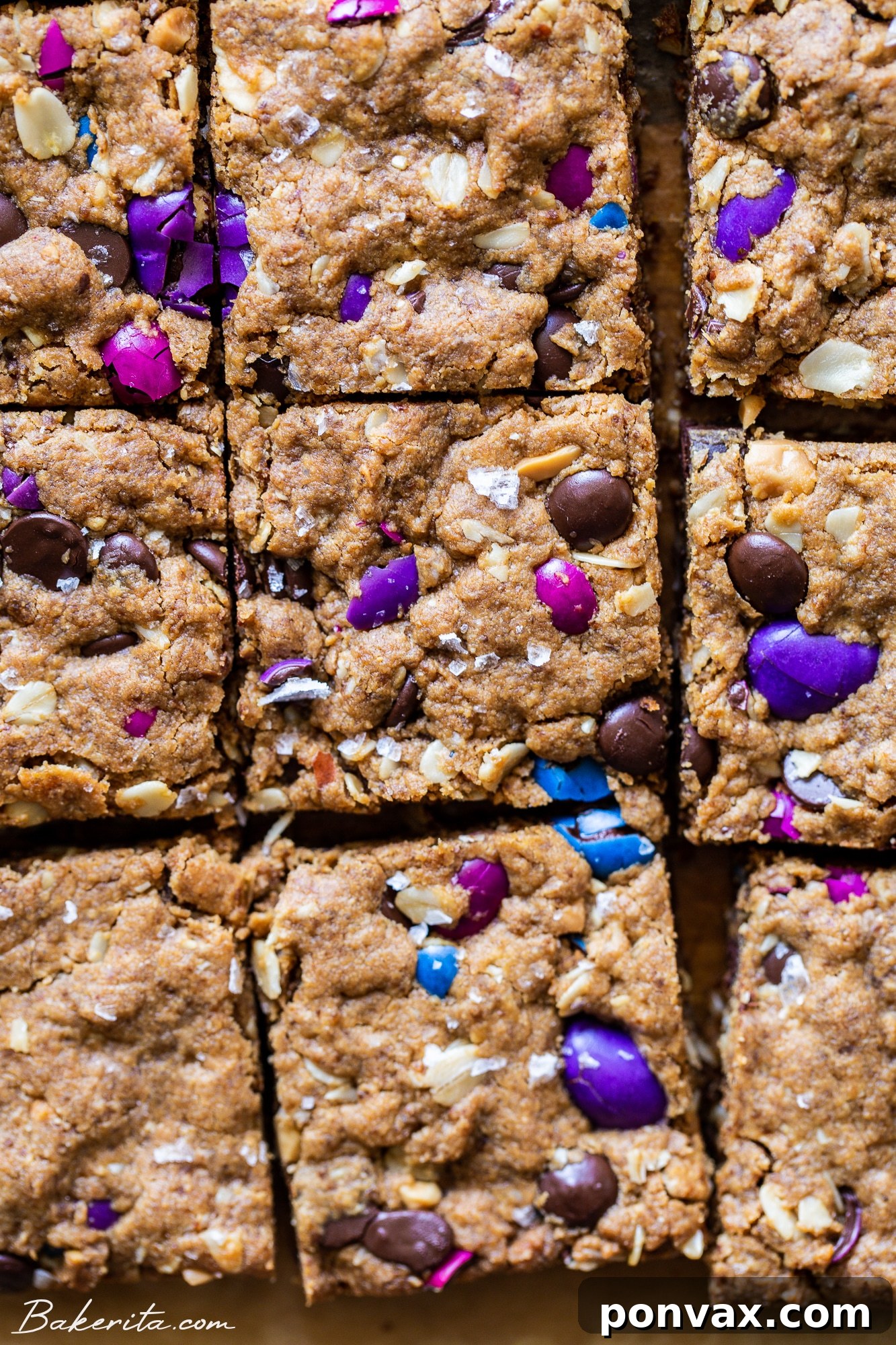 Fully Loaded Vegan Cookie Bars 4 Vegan Monster Cookie Bars cooling on a wire rack after baking