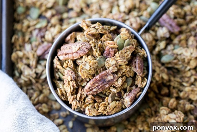 Crunchy Creations: Over 20 Homemade Granola Recipes 10 Simple, crunchy Pumpkin Granola, made with pecans, pepitas, and maple syrup. A gluten-free and vegan Fall breakfast or snack you won't be able to stop eating.