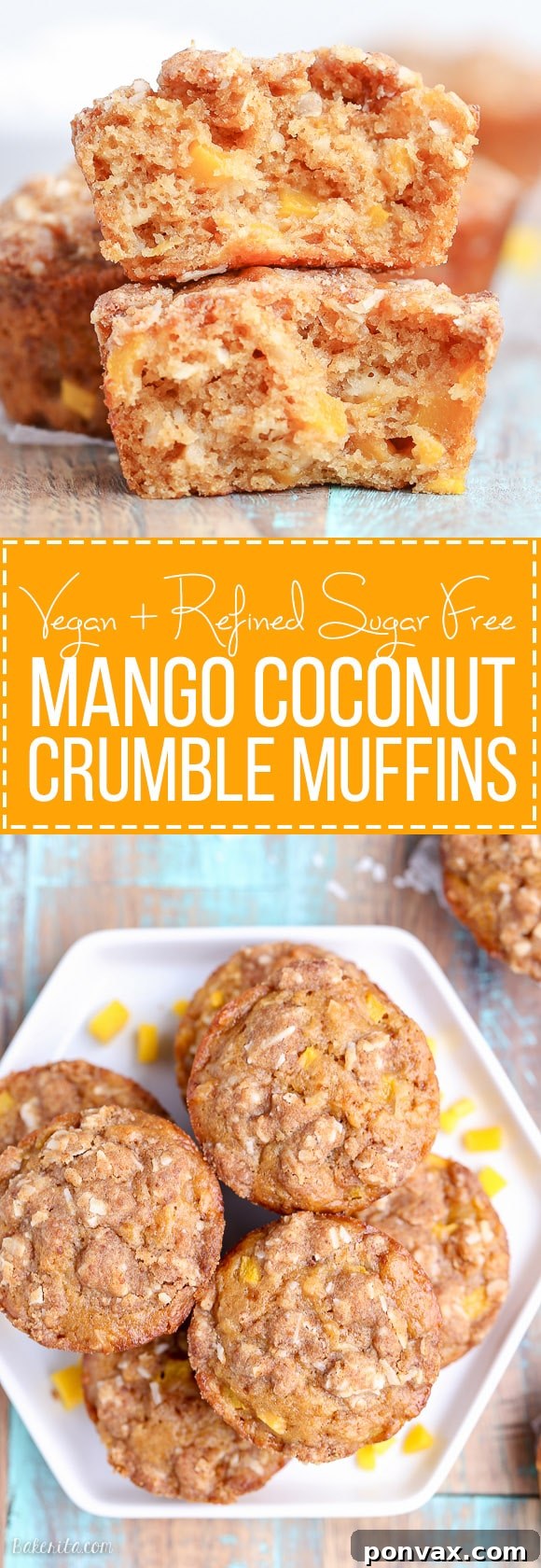 Tropical Mango Coconut Crumble Muffins 9 A beautifully arranged serving of vegan Mango Coconut Crumble Muffins