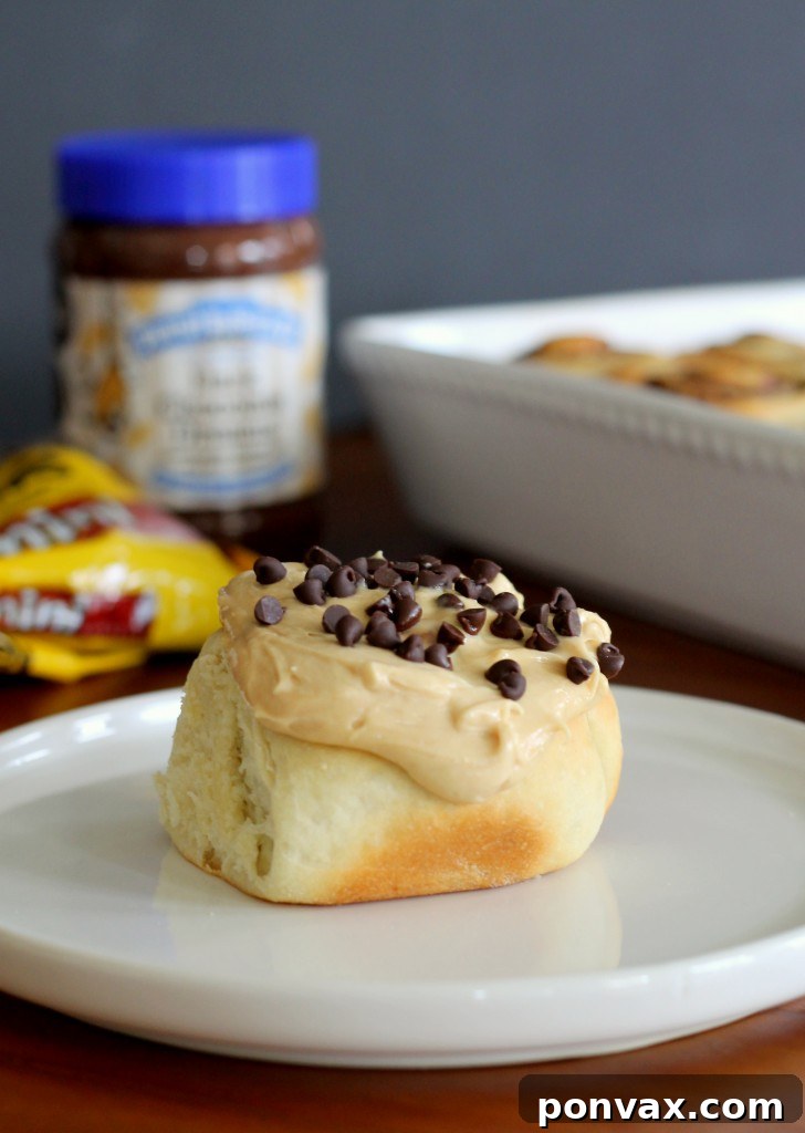 Decadent Chocolate Peanut Butter Sweet Rolls with creamy Peanut Butter Cream Cheese Frosting, a perfect twist on traditional cinnamon rolls.