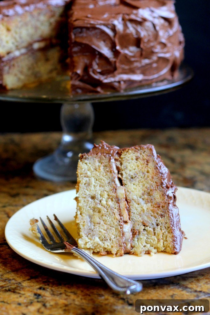 Decadent Banana Layer Cake with Rich Chocolate Cream Cheese Frosting