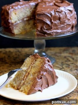 Finished Banana Layer Cake with Chocolate Cream Cheese Frosting