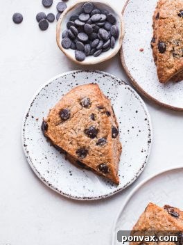 More Than Fifteen Scrumptious Gluten-Free Scone Delights 3 Vegan Gluten-Free Chocolate Chip Scones: tender, fluffy, and crispy, loaded with chocolate chips for breakfast, snack, or dessert.