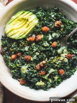Massaged Kale Chickpea Salad with Lemon Vinaigrette