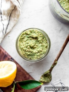 Finished fennel frond pesto in a serving bowl