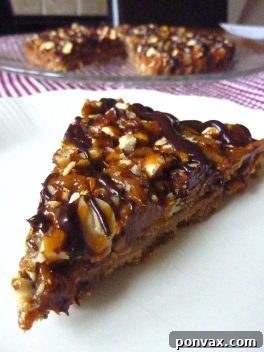 The finished Browned Butter Dulce De Leche Tart, ready to be sliced and served.