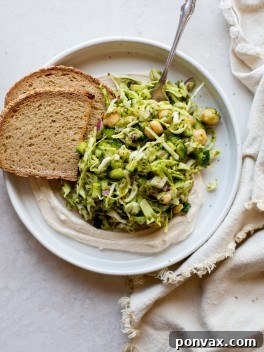 A top-down view of the prepared 5-Ingredient Chickpea Chimichurri Salad in a bowl.