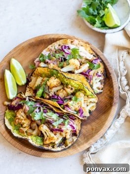 Zesty Roasted Cauliflower Tacos with Tangy Cabbage Slaw 8 A delicious Vegan Roasted Cauliflower Taco with cabbage slaw.
