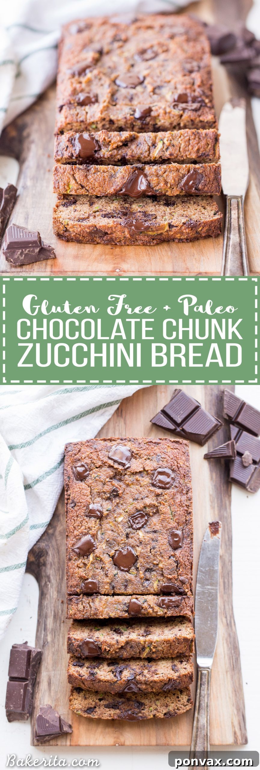 Paleo Zucchini Chocolate Chunk Delight 10 Detailed shot of Chocolate Chunk Zucchini Bread with a perfect crumb