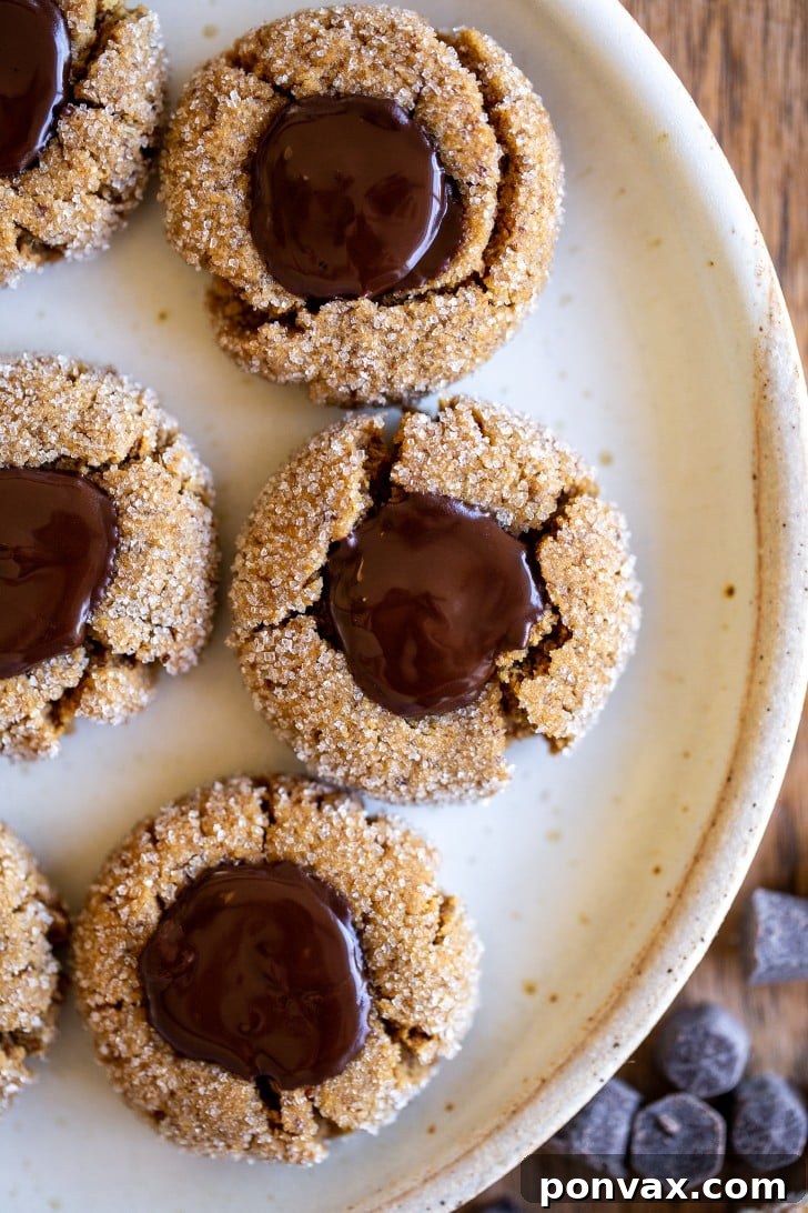Decorated plate of vegan peanut butter blossoms, ready to serve.