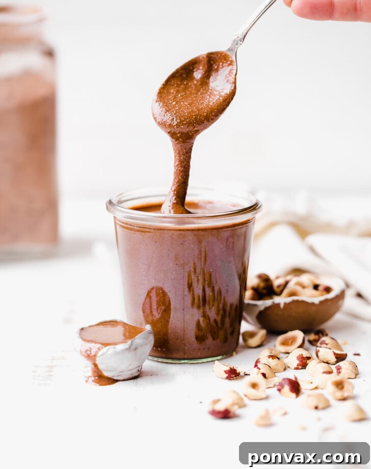 Homemade Vegan Chocolate Hazelnut Butter in a jar
