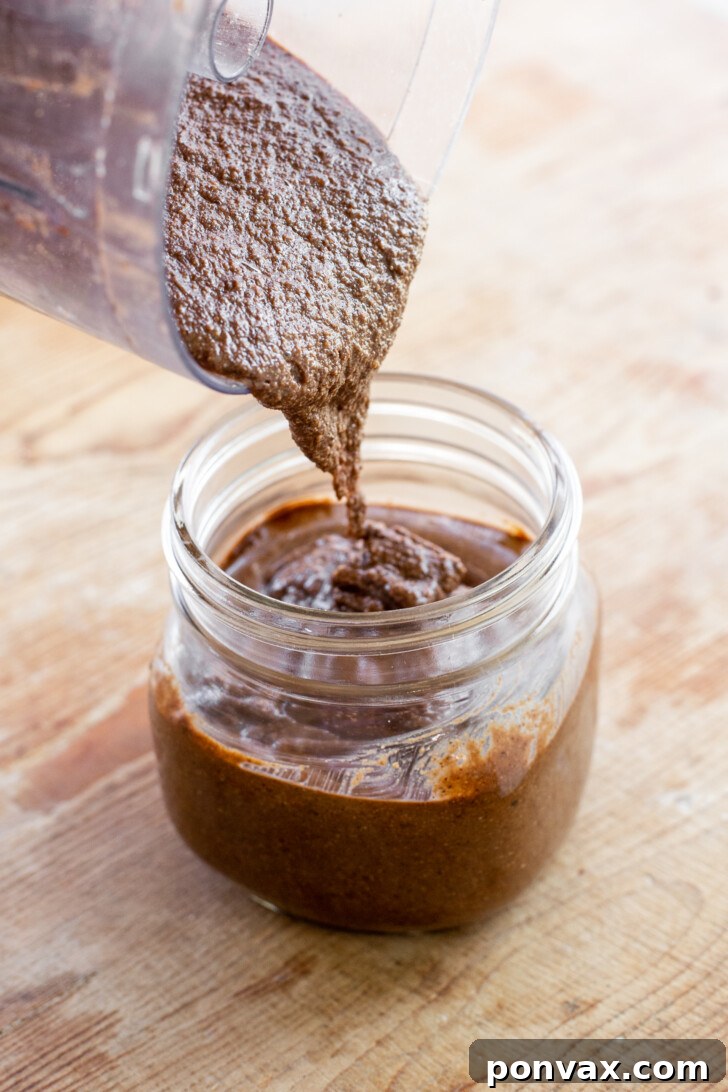 Jar of homemade vegan chocolate hazelnut butter