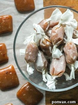 Finished Apple Cider Caramels, ready to be enjoyed.