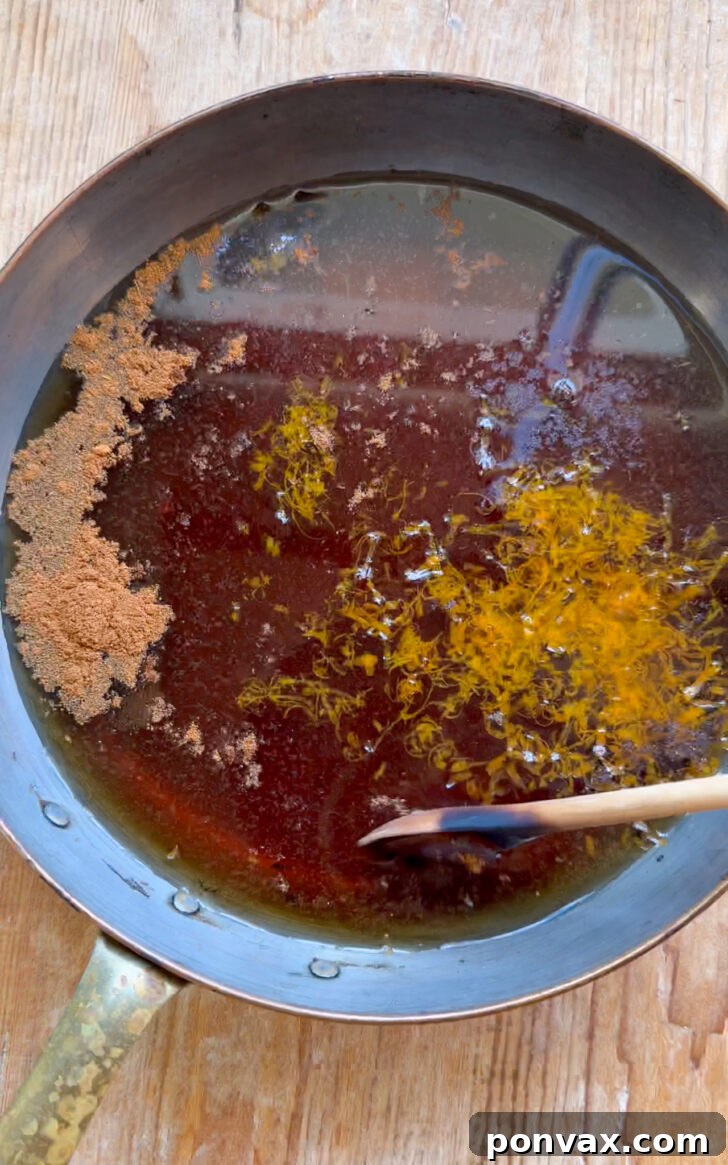 Seasonal Spice Infusion 6 Close-up of winter spice syrup simmering gently