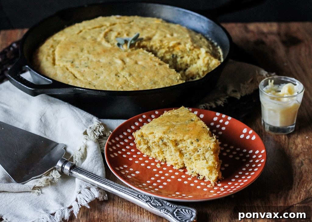 This Brown Butter Sage Skillet Cornbread has a tender interior with a crisp, buttery crust that's perfect slathered with honey butter! This Brown Butter Sage Skillet Cornbread has a tender interior with a crisp, buttery crust that's perfect slathered with honey butter!