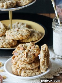 A freshly baked Salted Peanut Butterscotch Oatmeal Cookie, perfect for a sweet and salty craving.