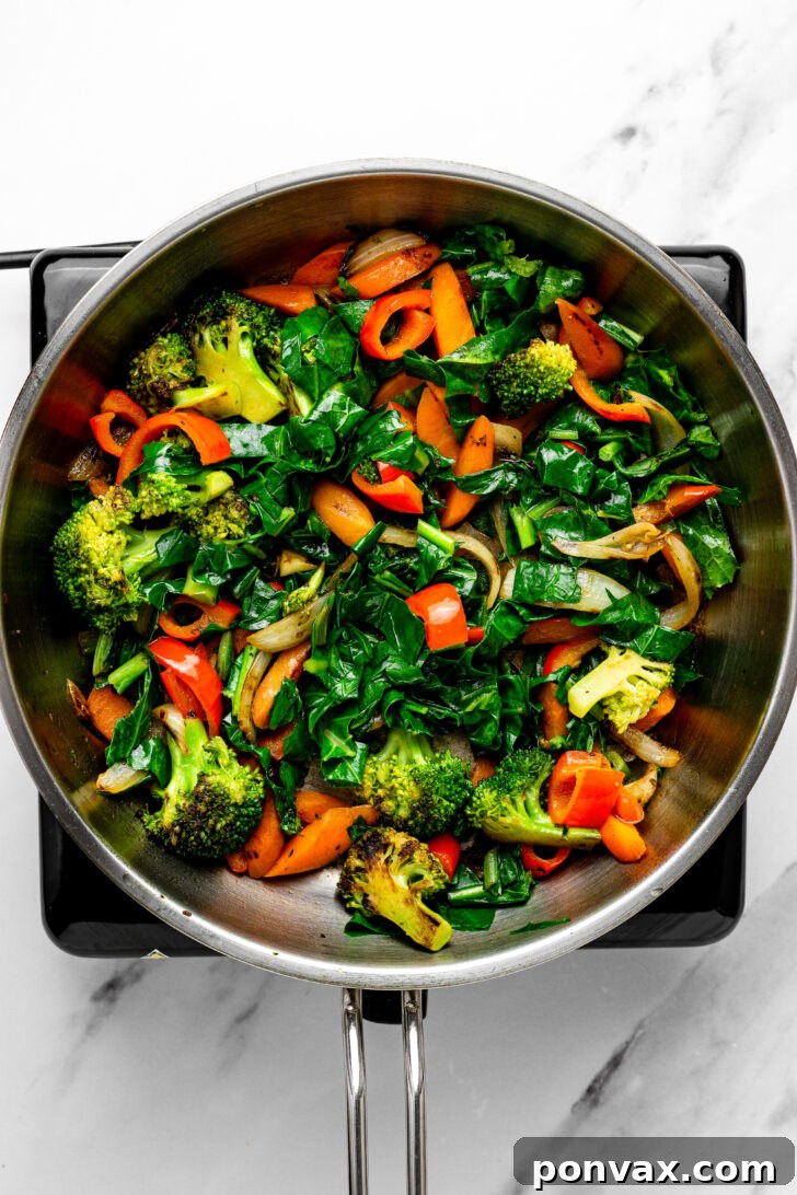 Zesty Lime Ponzu Noodle Stir-Fry 8 Step 3: Stir-frying vegetables in stages