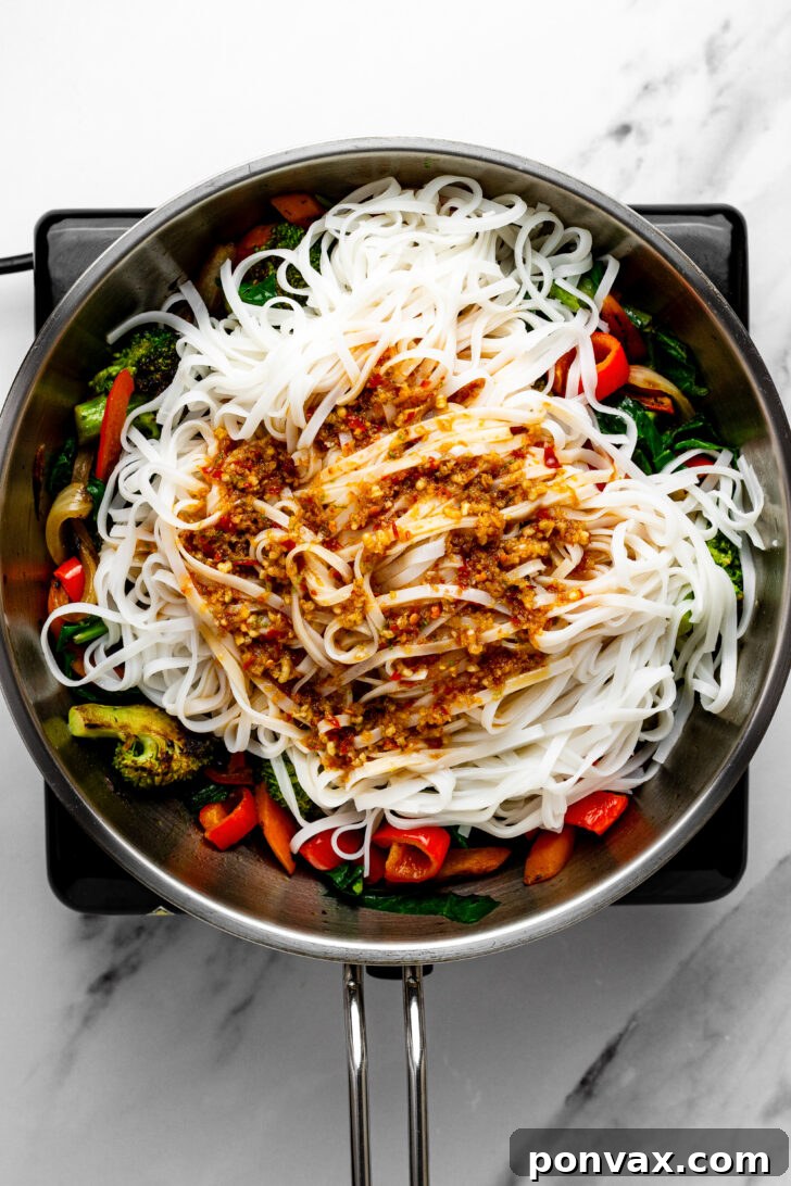 Zesty Lime Ponzu Noodle Stir-Fry 10 Step 5: Combining all ingredients