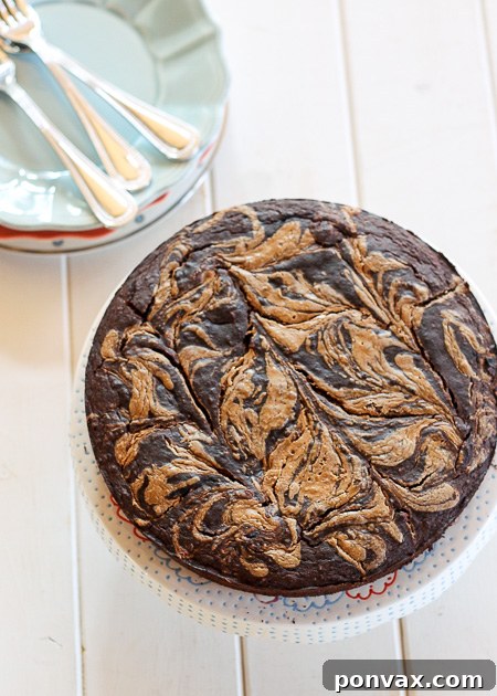 Delicious Paleo Banana Cocoa Cake with Almond Butter Swirl, a healthy gluten-free treat.