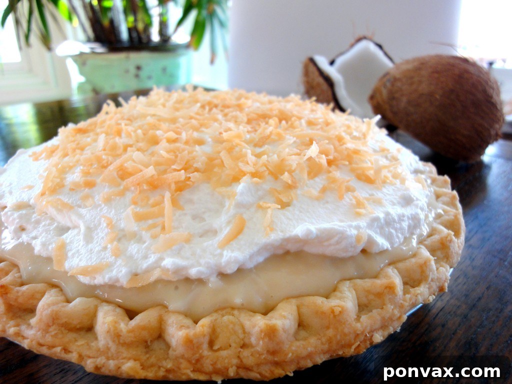 Rich and creamy homemade coconut cream pie slice