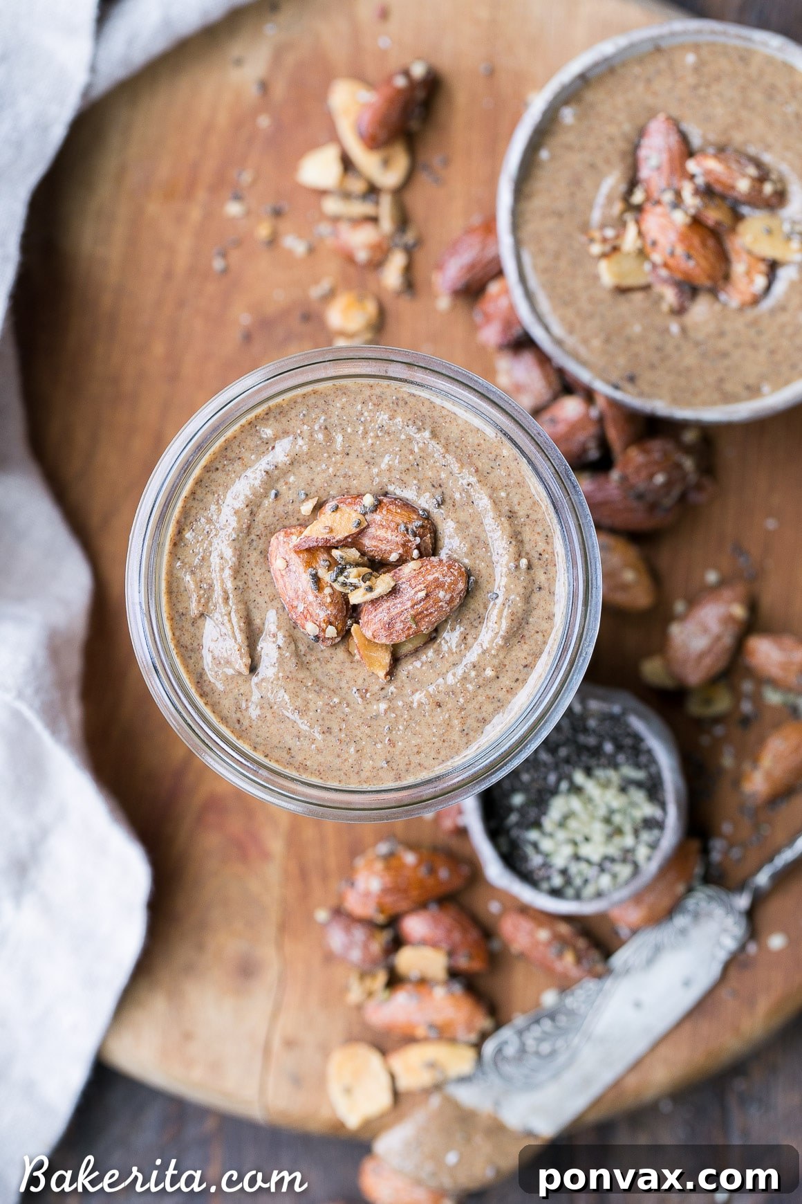 Close-up of Maple Almond Butter on a spoon, ready to be enjoyed.