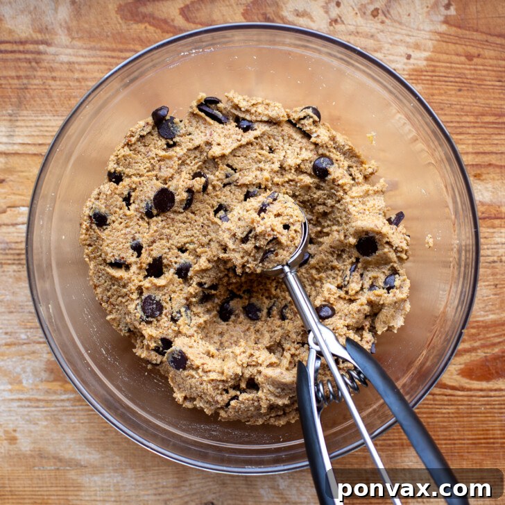 Irresistible Paleo Chocolate Chip Cookies Vegan Friendly 13 Fully mixed cookie dough, ready for chocolate.