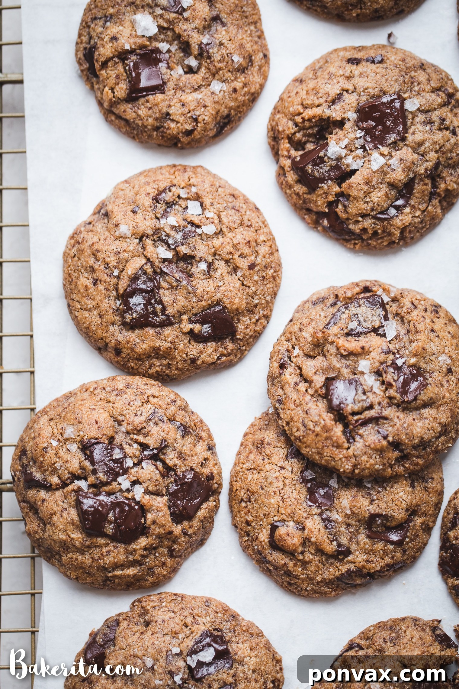 Irresistible Paleo Chocolate Chip Cookies Vegan Friendly 4 A stack of golden brown Paleo Chocolate Chip Cookies on a cooling rack.