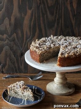 Plant-Based Banana Streusel Cake 5 This Banana Crumb Cake is a stepped up version of the best banana bread you've ever had! It's full of banana flavor, and the pecan crumb topping puts it over the top. It's also dairy free.