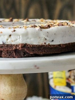 Decadent Bunny Tracks Ice Cream Brownie Pie 2 A slice of Bunny Tracks Ice Cream Brownie Pie with a fudgy brownie base, peanut butter chocolate ganache, and Bunny Tracks ice cream on top.