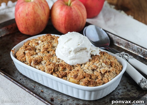 This Small Serving Apple Crisp is the perfect guiltless indulgence for when you don't need an entire pan of apple crisp in the kitchen! It's gluten free, refined sugar free, and vegan.