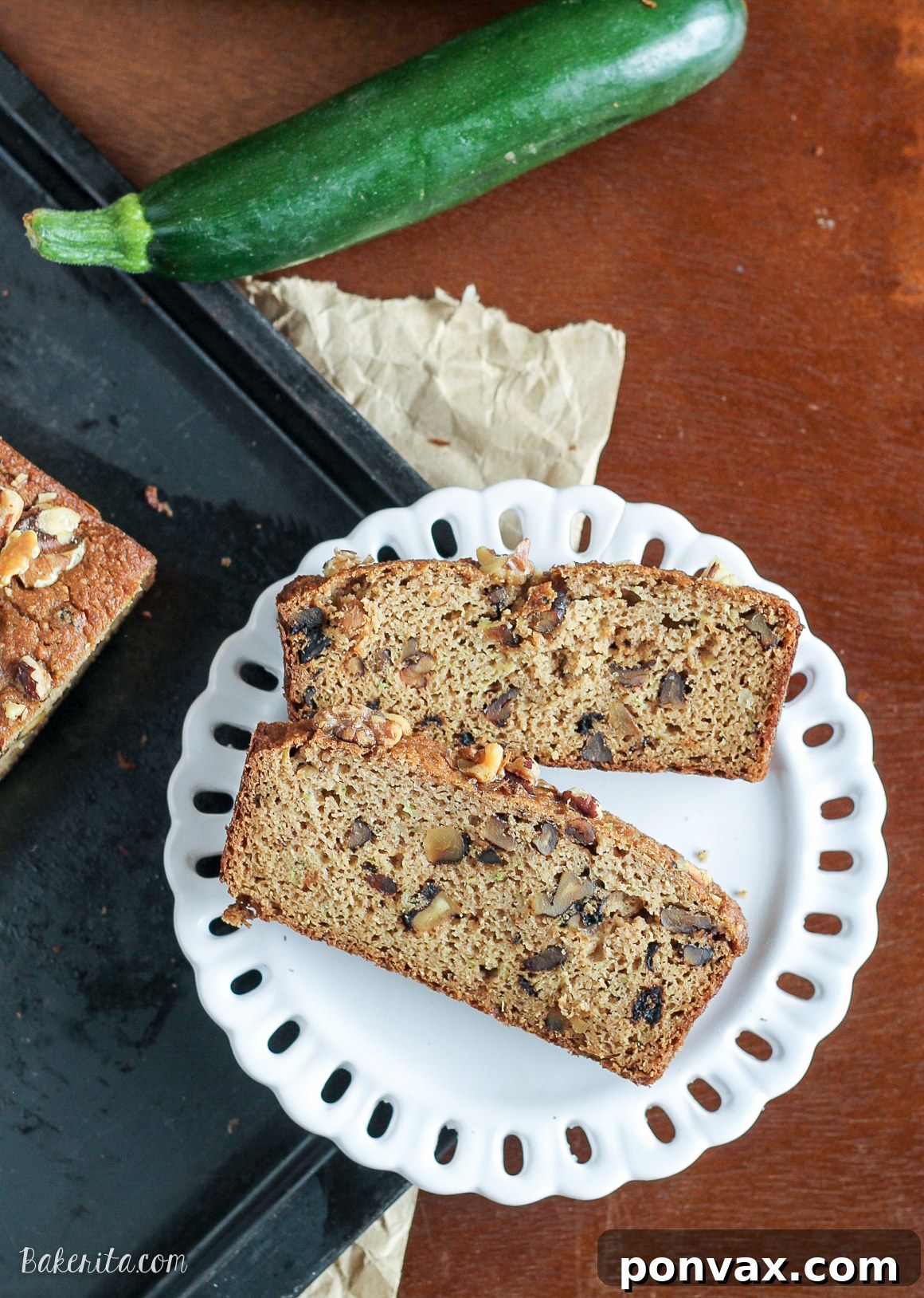 Moist Paleo Zucchini Walnut Bread 2 Super moist and lightly sweetened Paleo Zucchini Bread, packed with toasted walnuts, making it a perfect gluten-free, grain-free treat.