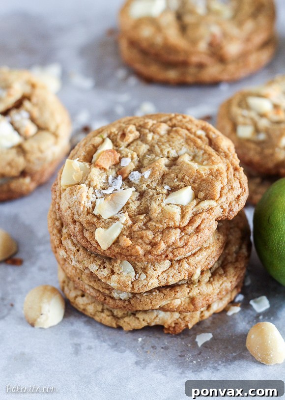 Delicious Tropical Cookies with White Chocolate, Macadamia Nuts, Lime Zest, and Toasted Coconut