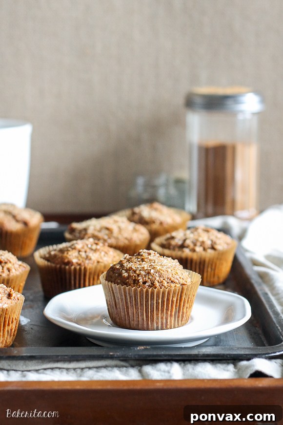 Moist and flavorful Vegan Pumpkin Spice Latte Muffins, perfect for an autumn breakfast or cozy snack.