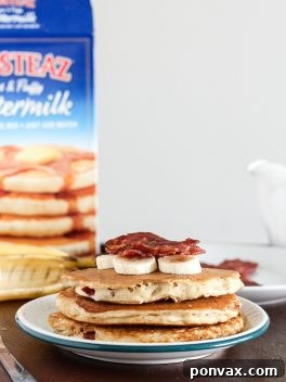 The ultimate Elvis Pancakes: banana peanut butter and bacon stuffed pancakes.