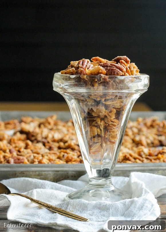 A vibrant bowl of Paleo Granola served with fresh, colorful berries and a dollop of dairy-free yogurt, perfect for a healthy and satisfying breakfast.