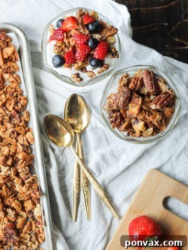 Paleo Granola, a delicious and healthy breakfast or snack option for a clean eating lifestyle.